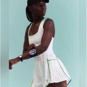 FP Movement Easy Tiger Shortsie Romper Tennis Pickleball Boho White Green XL